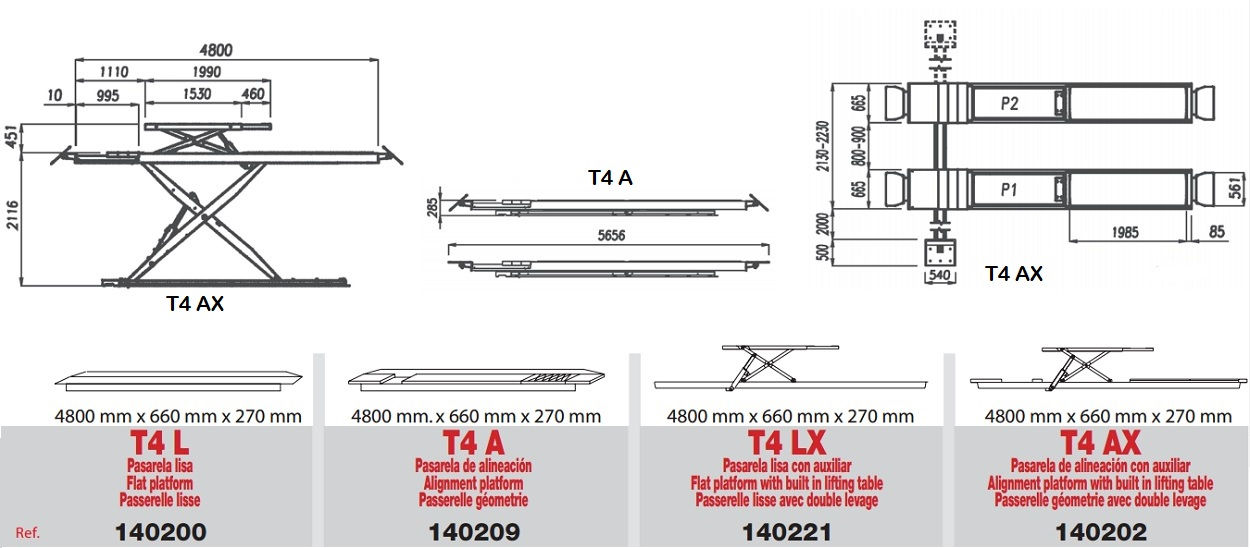 Pont élévateur à doubles ciseaux - T4LX - Cascos Maquinaria, S.A. - 4  tonnes / électrohydraulique / 400V